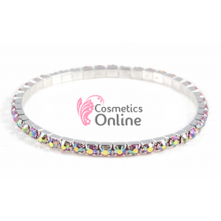 Bratara eleganta de mana BRM018AA Argintie cu cristale cu reflexii  - 1 rand